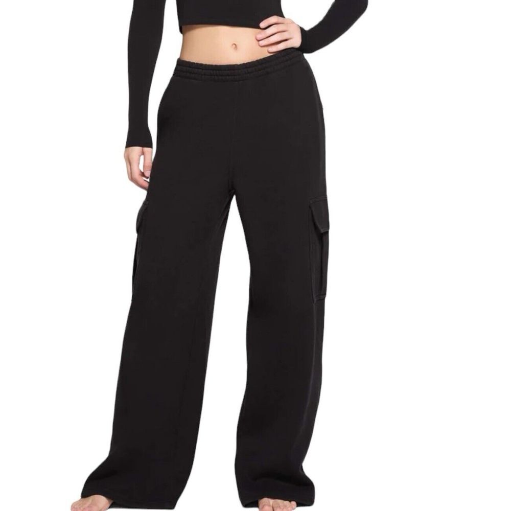 Skims Boyfriend Loose Pant L  Color Onyx Black Casual Soft Lounge